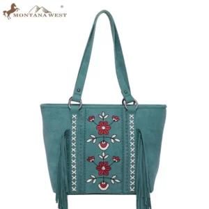 Wrangler by Montana West Embroidered Floral Fringe Tote Bag