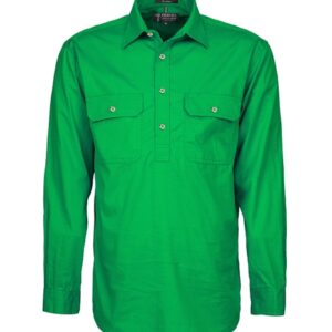 Pilbara Mens Closed Front Long Sleeve Shirt Emerald