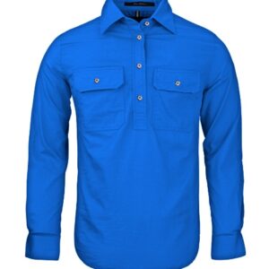 Pilbara Womens Closed Front Long Sleeve Shirt Cobalt Blue