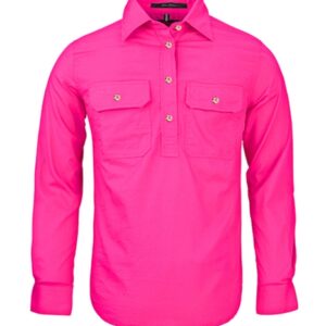 Pilbara Womens Closed Front Long Sleeve Shirt Fuschia