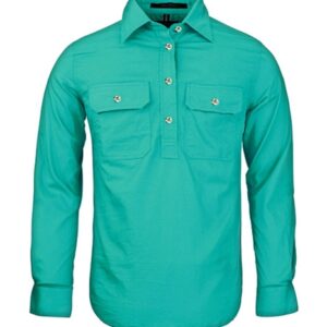 Pilbara Womens Closed Front Long Sleeve Shirt Jade