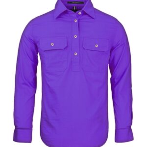 Pilbara Womens Closed Front Long Sleeve Shirt Purple