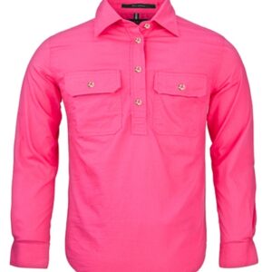 Pilbara Womens Closed Front Long Sleeve Shirt Hot Pink