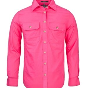 Pilbara Womens Open Front Long Sleeve Shirt Hot Pink