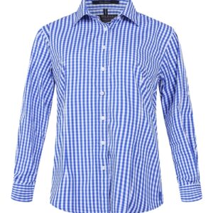 Pilbara Womens Check Long Sleeve Shirt Blue-White 1