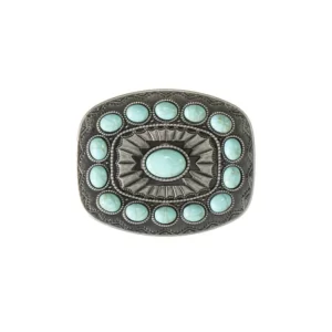 Blazin Roxx Western Womens Belt Buckle Rectangle Turquoise Stones Silver