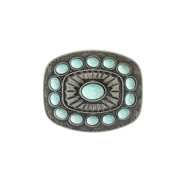 Blazin Roxx Western Womens Belt Buckle Rectangle Turquoise Stones Silver