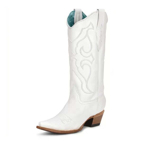 Corral Embroidery Stitch Pattern Western Boots Pure White - Image 2