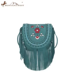 Wrangler by Montana West Embroidered Floral Fringe Crossbody Bag