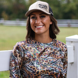 Cowgirl Tuff Trucker Cap Champagne Shimmer with Black Embroidery