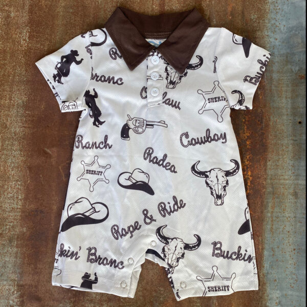 Shea Baby Cowboy Print Romper - Image 2