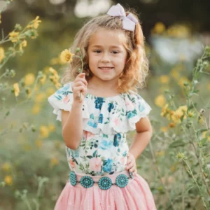 Shea Baby Floral Lace Short Sleeve Girls Top