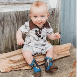 Shea Baby Cowboy Print Romper