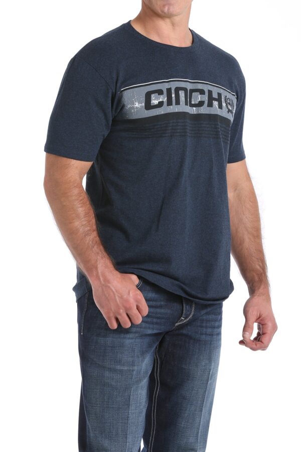 Cinch Classic Logo Mens Tee Heathered Navy - Image 2