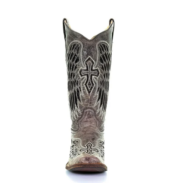 Corral Angel Wings & Cross with Studs Square Toe Boots Brown