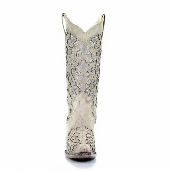 Corral Glitter Inlay Studs & Crystals Boots White