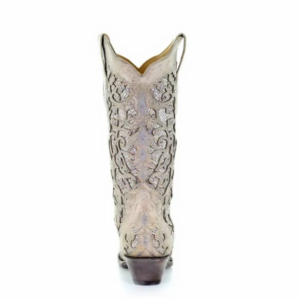 Corral Glitter Inlay Studs & Crystals Boots White