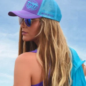 Cowgirl Tuff Trucker Cap Purple & Aqua Contrast Embroidery