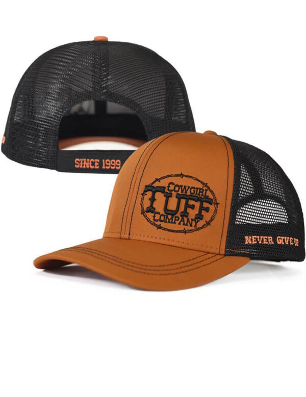 Cowgirl Tuff Trucker Cap Rust & Black Contrast Embroidery