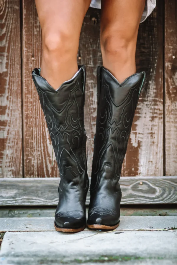 Corral Embroidery Stitch Pattern Western Tall Top Boots Black - Image 5