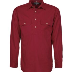 Pilbara Mens Closed Front Long Sleeve Shirt Ochre