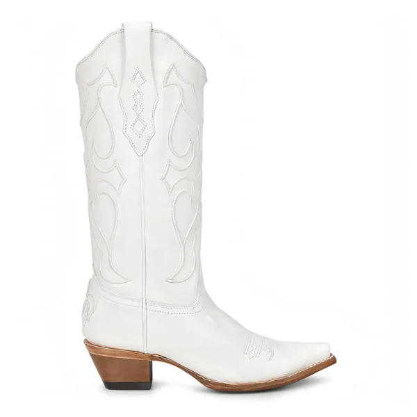 Corral Embroidery Stitch Pattern Western Boots Pure White