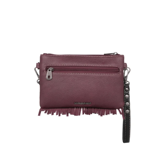 Montana West Embroidered Aztec Fringe Collection Burgundy Crossbody Bag - Image 2