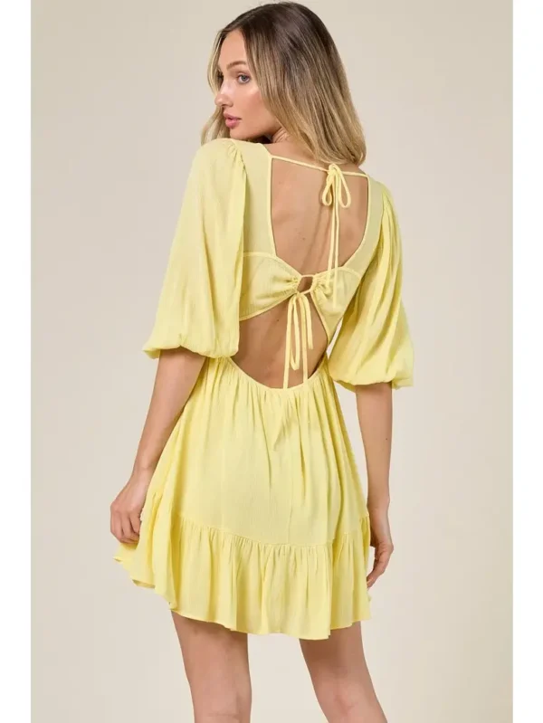 Wisteria Lane Babydoll Gauze Mini Dress with Tie Back Detail - Image 3