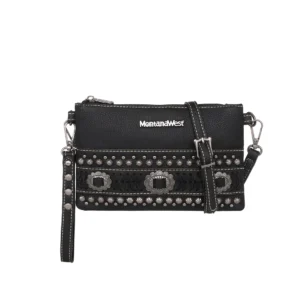 Montana West Concho Collection Black Crossbody Wristlet