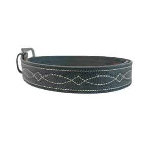 PBR Statesman Genuine Leather Buffalo Decor Stitched Belt Black