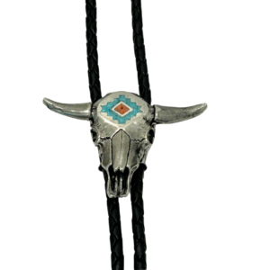 Brigalow Steerhead Bolo Tie with Turquoise Inlay