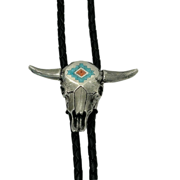 Brigalow Steerhead Bolo Tie with Turquoise Inlay