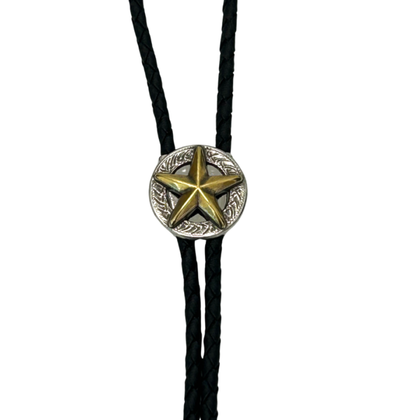 M&F Western Double S Texas Star Silver Gold Bolo Tie