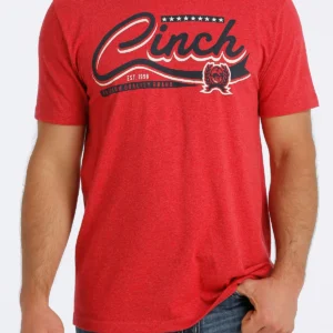 Cinch Classic Logo Mens Tee Heathered Red