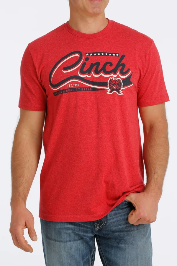 Cinch Classic Logo Mens Tee Heathered Red