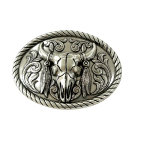 Nocona Men’s Steer Skull Feathers Buckle