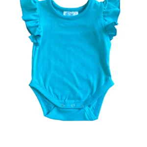 Shea Baby Ruffle Sleeve Turquoise Onesie