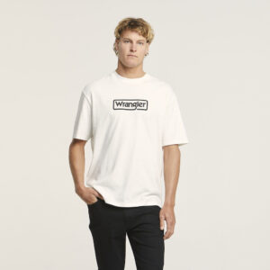 Wrangler Border Tee Vintage Mens White front side