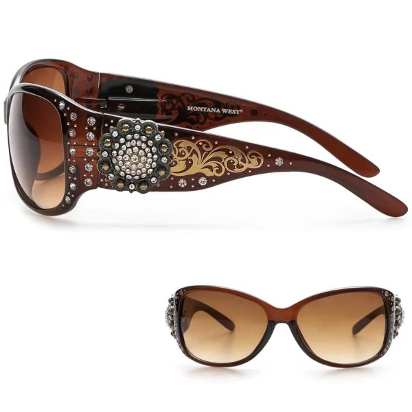 Montana West Concho Collection Brown Sunglasses