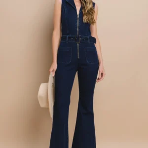 Wisteria Lane Sleeveless Long Denim Jumpsuit