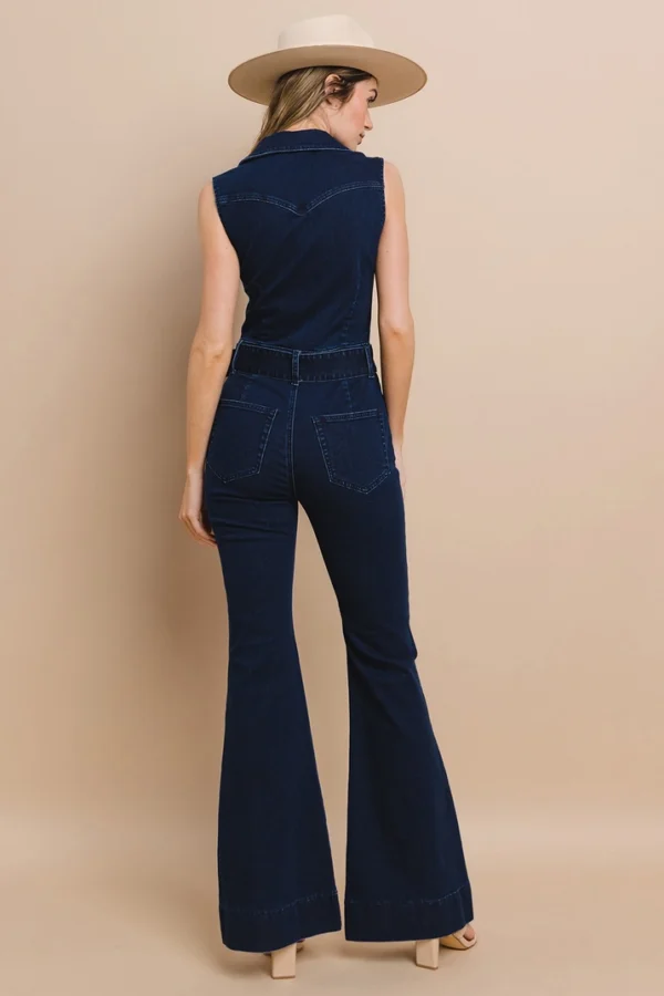 Wisteria Lane Sleeveless Long Denim Jumpsuit - Image 2