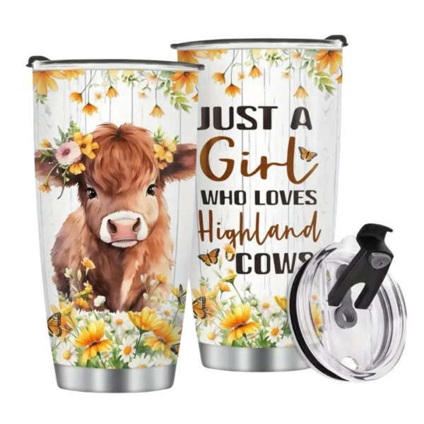 Highland Girl Loves Cow Tumbler Stainless Steel Insulated  Travel Mug