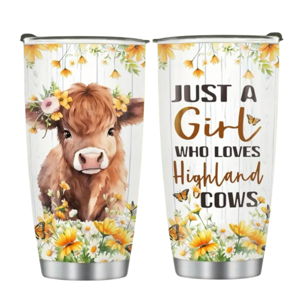 Highland Girl Loves Cow Tumbler Stainless Steel Insulated  Travel Mug - Image 2