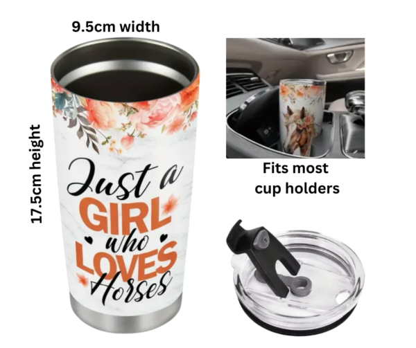 Just A Girl Who Loves Horses Tumbler Stainless Steel Insulated  Travel Mug - Image 4