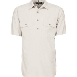 Pilbara Mens Closed Front Short Sleeve Shirt Stone