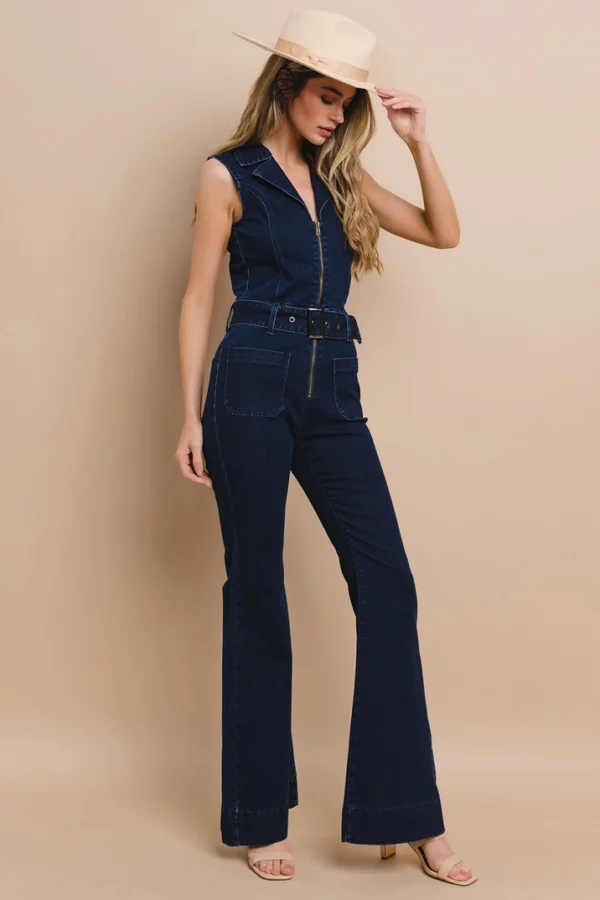 Wisteria Lane Sleeveless Long Denim Jumpsuit - Image 4