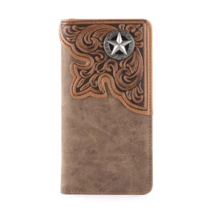 Montana West Embossed Lone Star Concho Men’s Bifold Long Pu Leather Wallet