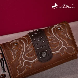 Montana West Embroidered Collection Wallet Brown