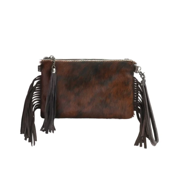 Montana West Hair-On Cowhide Leather Fringe Clutch/Crossbody