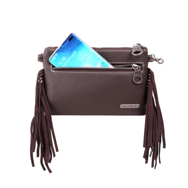 Montana West Hair-On Cowhide Leather Fringe Clutch/Crossbody